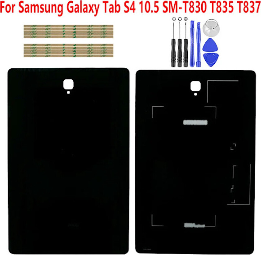 For Samsung Galaxy Tab S4 10.5 T830 T835 T837 Glass Bakdeksel Batteridør Bakre Hus Deksel Lim Erstatning + Verktøy