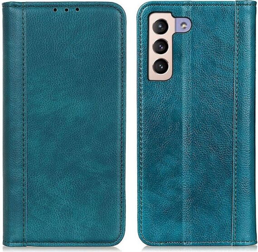 Ekte lærdeksel med magnetisk lukking for Samsung Galaxy S22 - Grønn