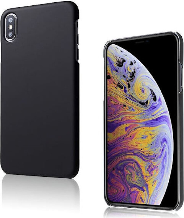 iPhone XS beskyttelses deksel av plastikk med gummi behandlet overflate - svart