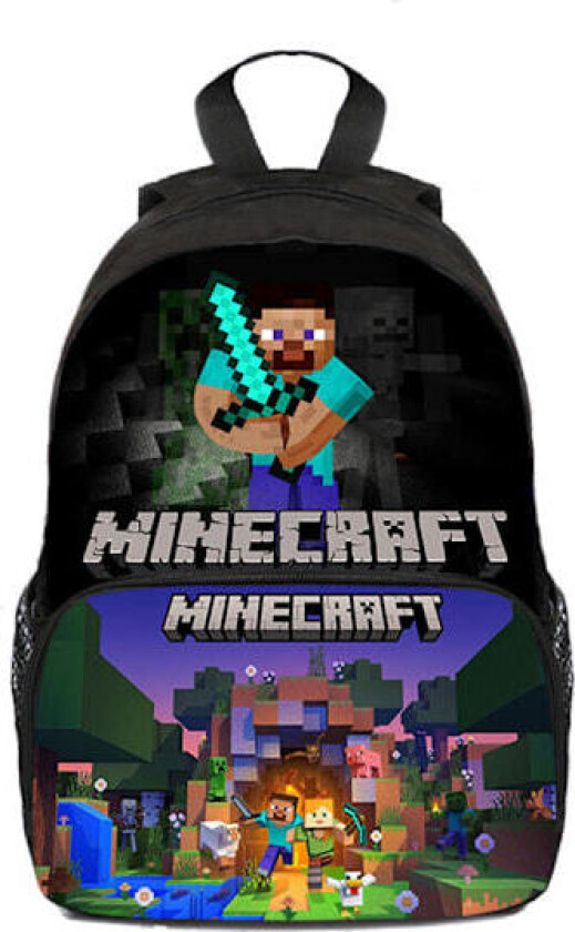 Minecraft Ryggsekk for Barn Skolesekk Ryggsekk Figurveske B