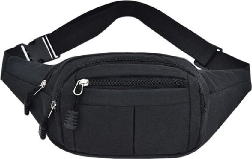 Midjeveske Menn Kvinner Fanny Pack Feriepengebelteveske Svart