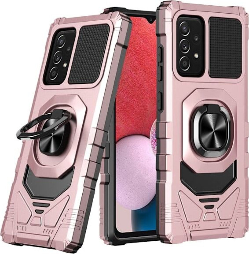 Slitesterkt hardplastdeksel med myk innside og kickstand for Samsung Galaxy A13 4G - Rose Gull