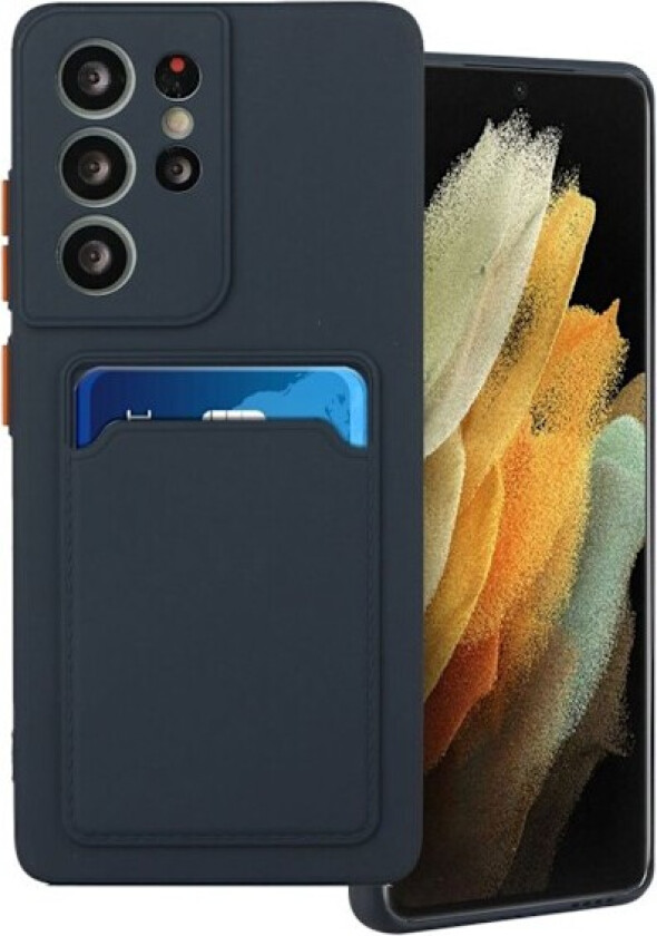 Card Holder Deksel til Samsung Galaxy S21 Ultra - Mørkeblå