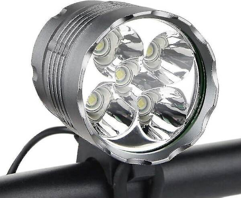 Bilde av Sykkellykter, 6000 Lumen 5 LED Sykkellykt, Vanntett Mountainbike Frontlykt med Oppladbart Batteripakke, 3 Moduser Sykkel -FF