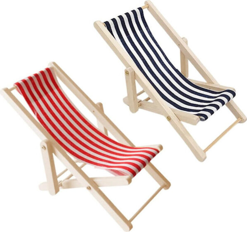 2-delt sett med en ekstra del tilfeldig, mini dukkehus mini strandstol, mini tre sammenleggbar strandstol, mini dukkehusdekorasjon