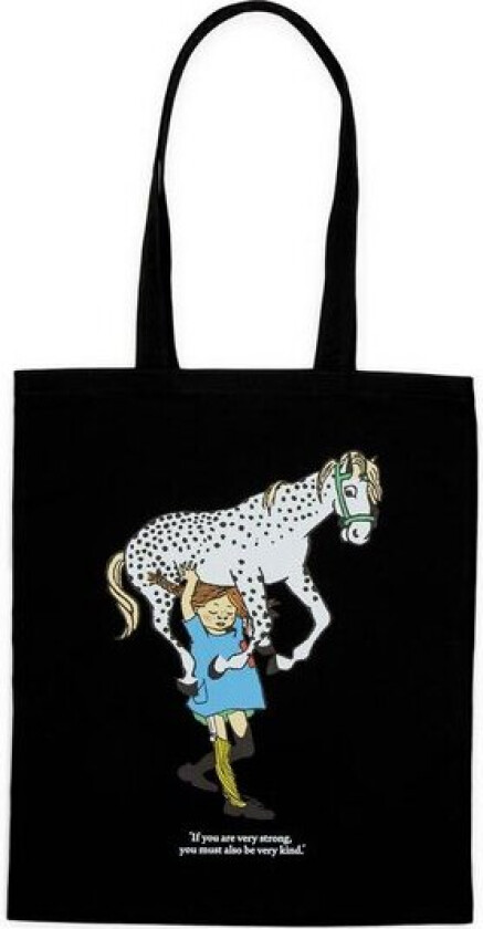 Pippi handlenett 38,5x42 cm Pippi hest svart