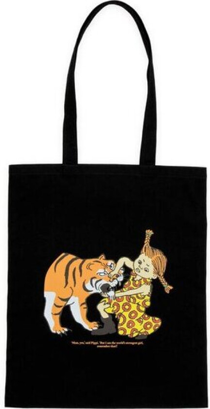 Pippi handlenett 38,5x42 cm Pippi tiger svart
