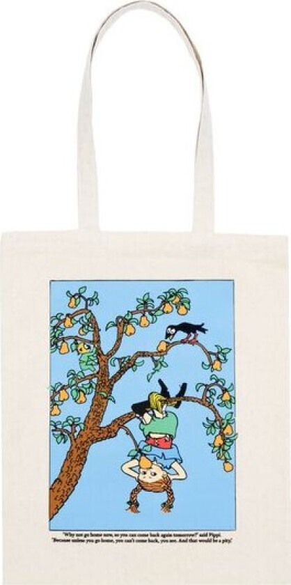 Pippi handlenett 38,5x42 cm Pippi opp-ned beige