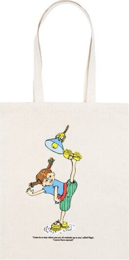 Pippi handlenett 38,5x42 cm Pippi vasker huset beige