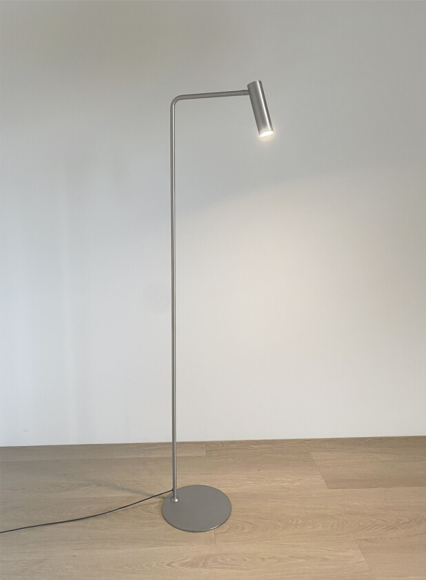 Slim gulvlampe - børstet stål