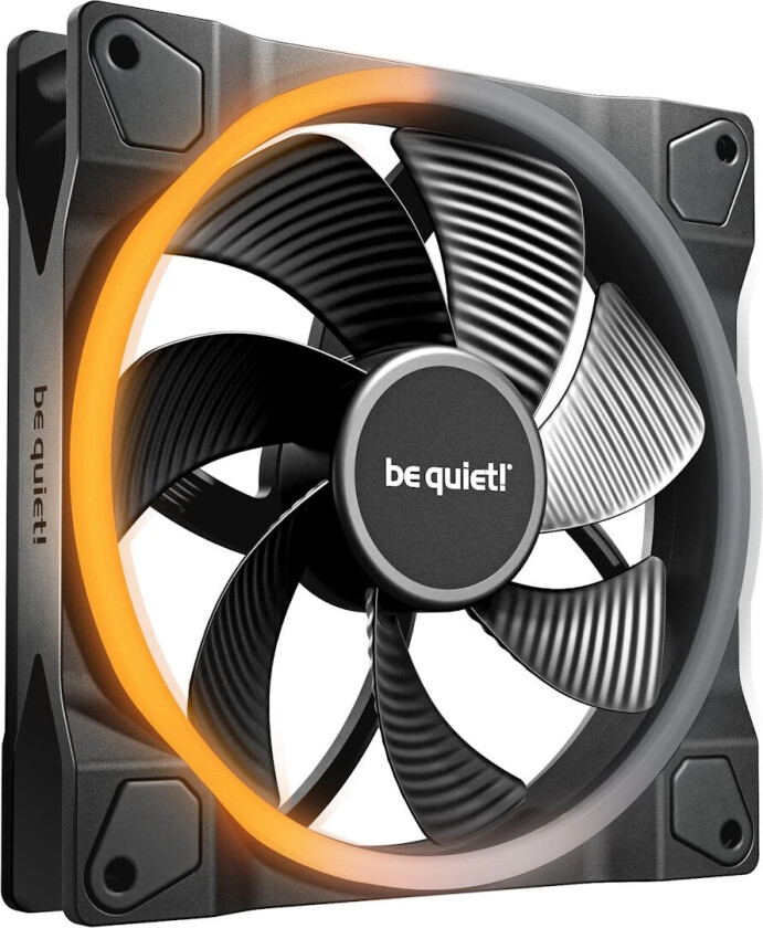 være stille! Light Wings PWM CPU-kjøler - 140mm, 1300 RPM, 3,8W, ARGB, Reverse Blade - Sort