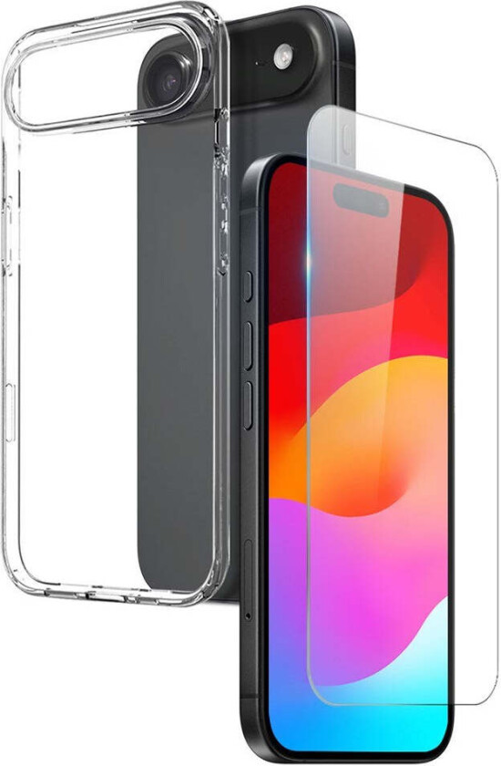 iPhone 17 Air 2-i-1 Beskyttelsessett m. Fleksibelt Plast Deksel & Herdet Skjermbeskyttelsesglass - Gjennomsiktig