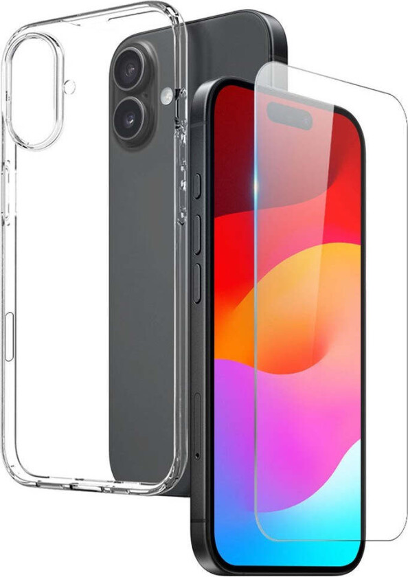 iPhone 17 2-i-1 Beskyttelsessett m. Fleksibelt Plast Deksel & Herdet Skjermbeskyttelsesglass - Gjennomsiktig