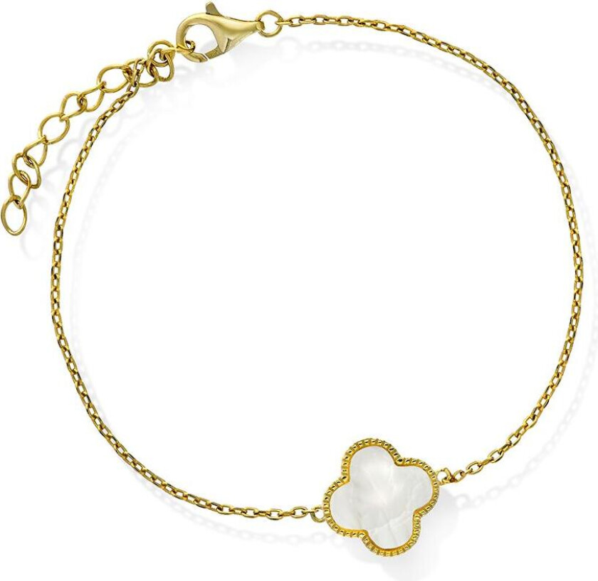 Kløver armbånd i 925 forgylt sølv med perlemor