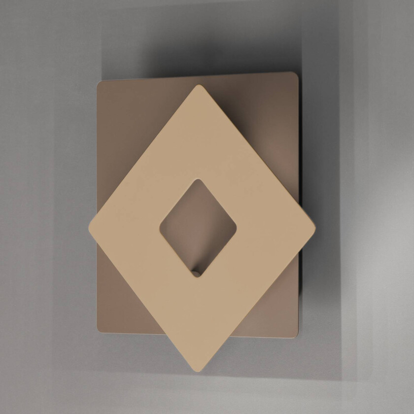 LED-vegglampe Hennes, bredde 18 cm, greige/sandfarget