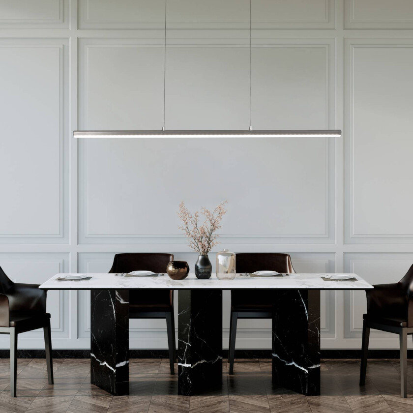 LED-hengelampe Borena, aluminiumsfarget, lengde 113 cm Metall