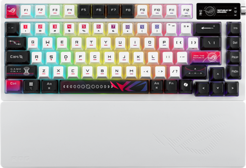 ROG Azoth X 75% Wireless DIY Custom RGB - Gamingtastatur - Uten numpad - Nordisk - Hvit