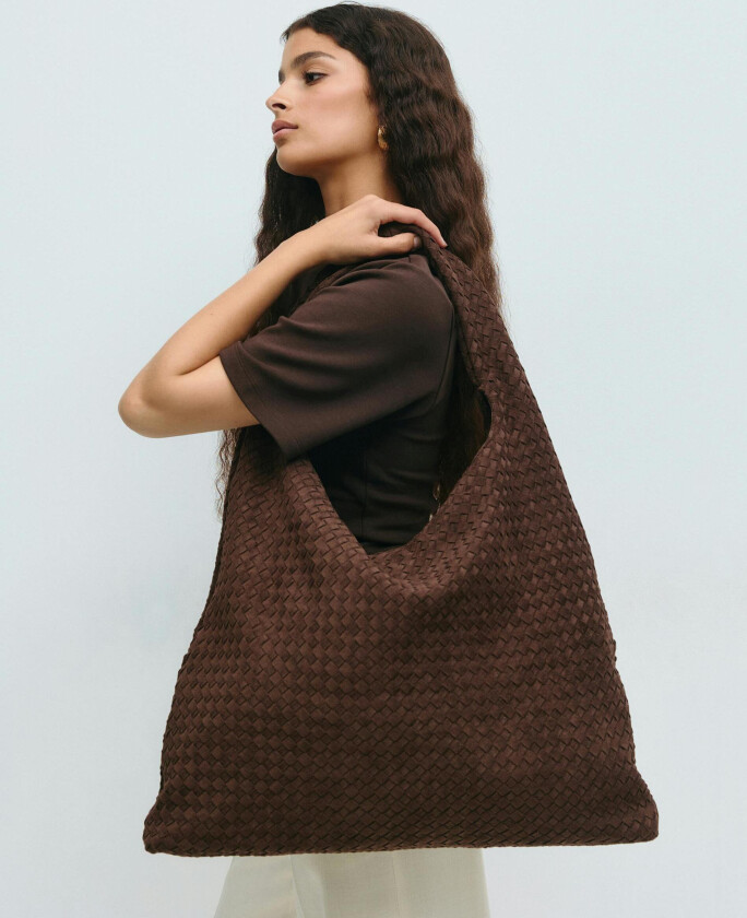 - Braided large bag - flettede vesker - Brun - ONESIZE - Dame