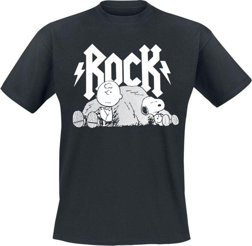 T-skjorte - Snoopy and Charlie Brown - Rock - S til 3XL - Herrer - svart