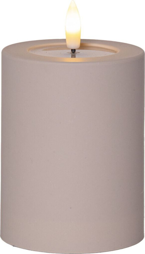 LED-BLOKKLYS FLAMME SOFT BEIGE / 12,5 CM / TIMER / INNENDØRS/UTENDØRS