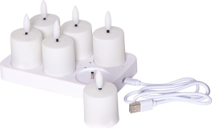 Bilde av LED-lys 6-pakning Flammelading - Oppladbar