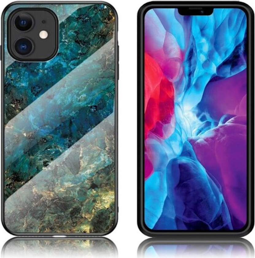Fantasy Marble iPhone 12 Mini deksel - Smaragd