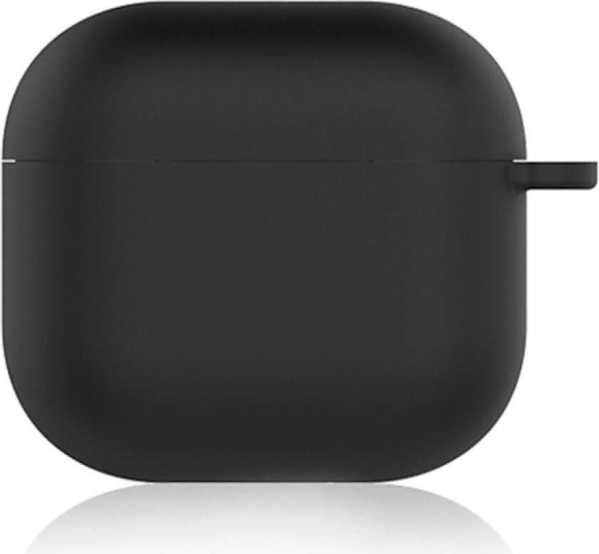 AirPods 4 silikonetui med mykt, trådløst øreproppholderdeksel med tykkelse 1,5 mm og karabinkrok - Svart