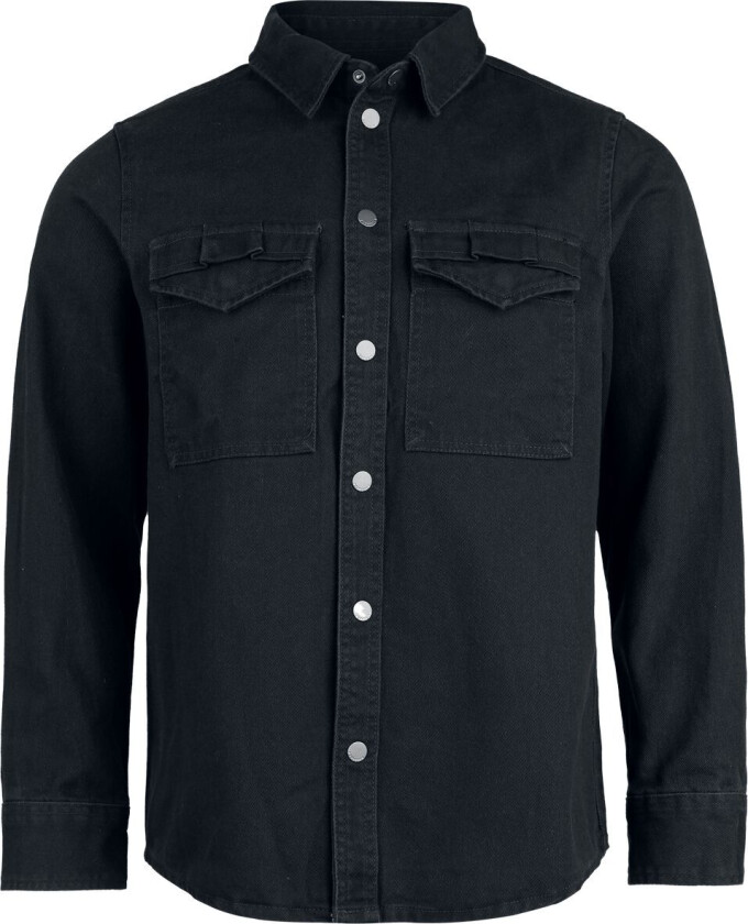 Langermet skjorte - Heavy Twill Shirt - S til 4XL - Herrer - svart