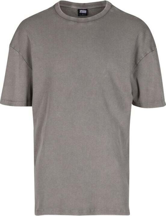 T-skjorte - Vasket utseende, Ribbet T-skjorte - S til XXL - Herrer - lysegrå