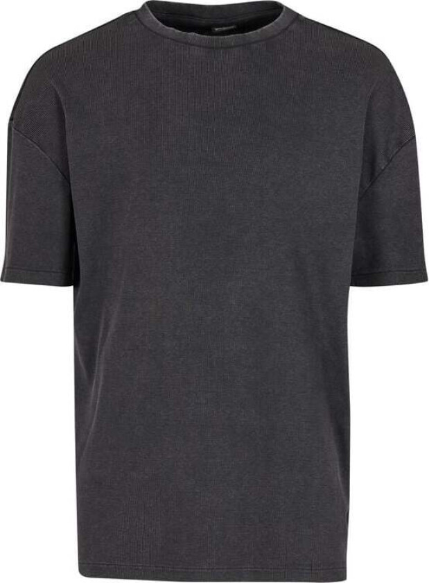 T-skjorte - Vasket utseende, Ribbet T-skjorte - S til XXL - Herrer - svart