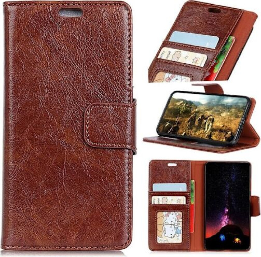 Samsung Galaxy A7 beskyttelses deksel av behandlet kuskinn med nappa tekstur - brun