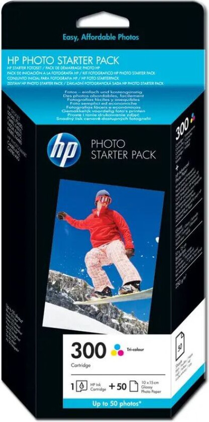Hp Blekk Foto Pack 300-series (c/m/y) + 10x15cm 50 Sheets
