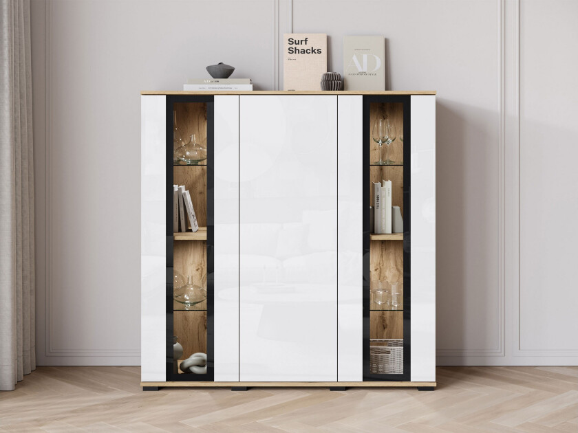 Gammelt Highboard - Brun/Hvit