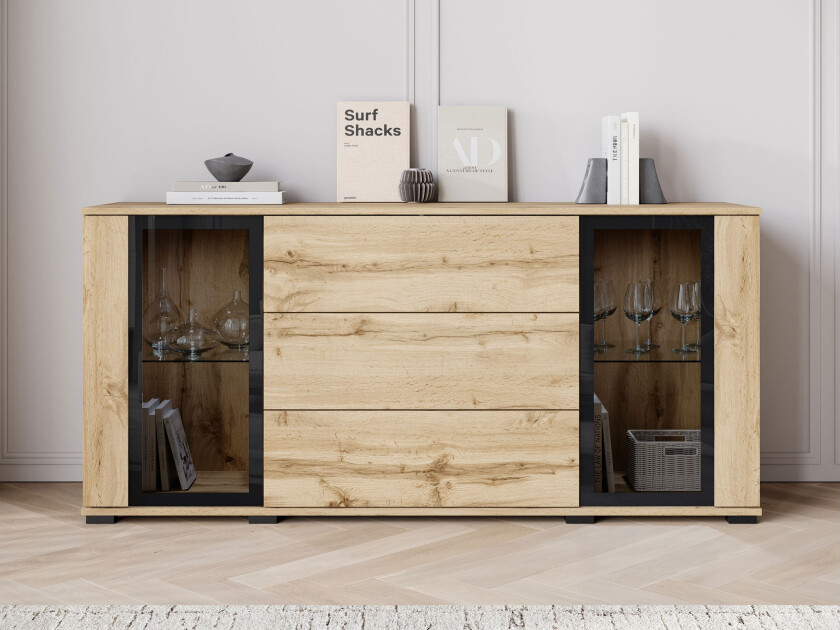 Gammel Skjenk 150x40 cm - Brun/Sort