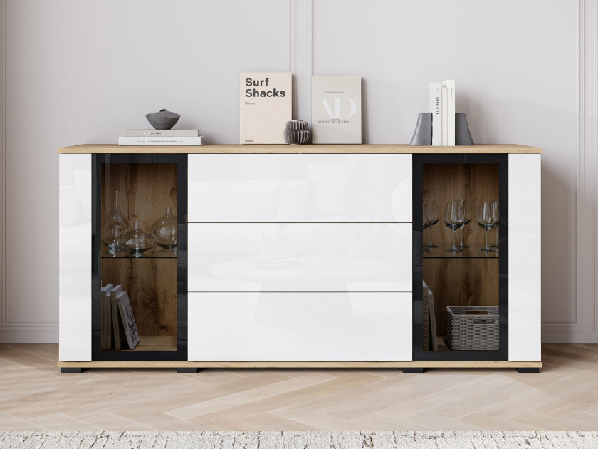 Gammel Skjenk 150x40 cm - Brun/Hvit