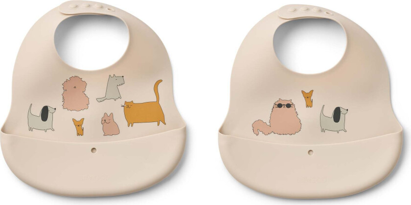 Ember Mønstret Smekke 2-Pakk, Cats & Dogs/Sandy - Tåteflasker & Tilbehør