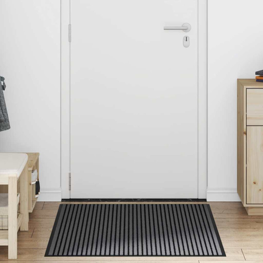 Dørmatte Striped Svart og Grå 80 x 120 cm Polypropylen, PVC
