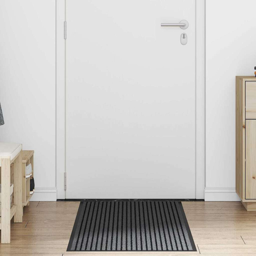 Dørmatte Striped Svart og Grå 60 x 180 cm Polypropylen, PVC