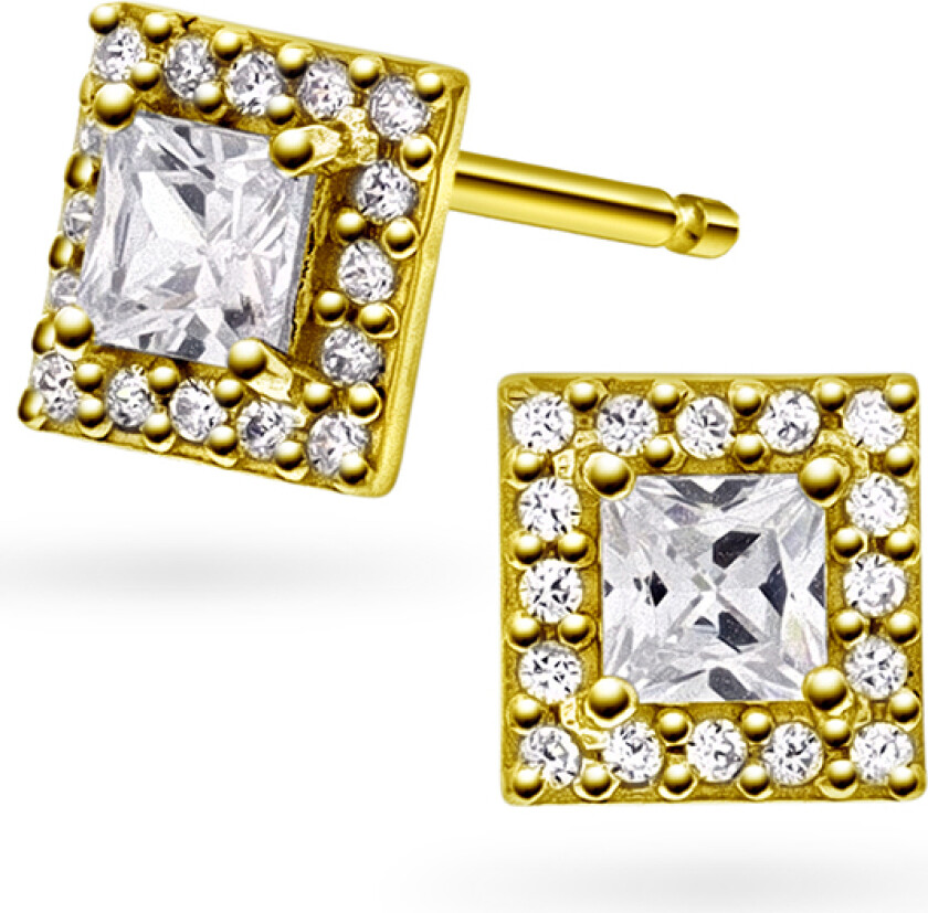 Øredobber i 925 forgylt sølv med zirkonia