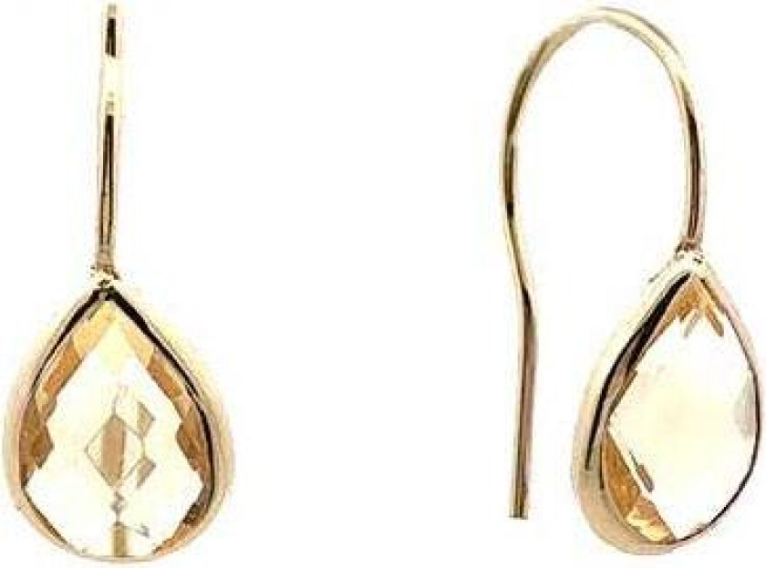 Øredobber i 585 gult gull med citrin