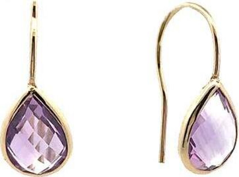 Øredobber i 585 gult gull med ametyst