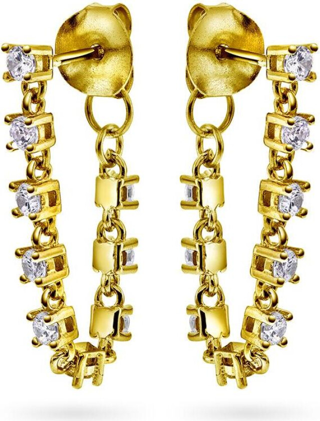 Zela øredobber i 925 forgylt sølv med zirkonia