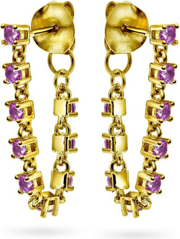 Zela øredobber i 925 forgylt sølv med rosa zirkonia