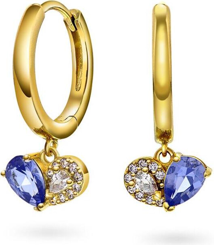 Øredobber i 925 forgylt sølv med blå zirkonia