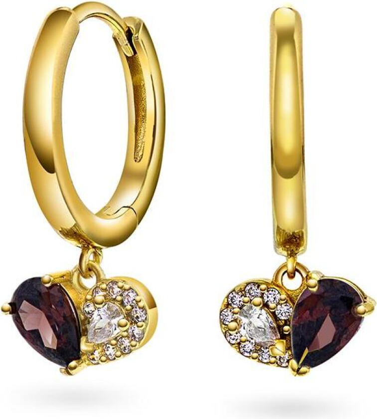 Øredobber i 925 forgylt sølv med brun zirkonia