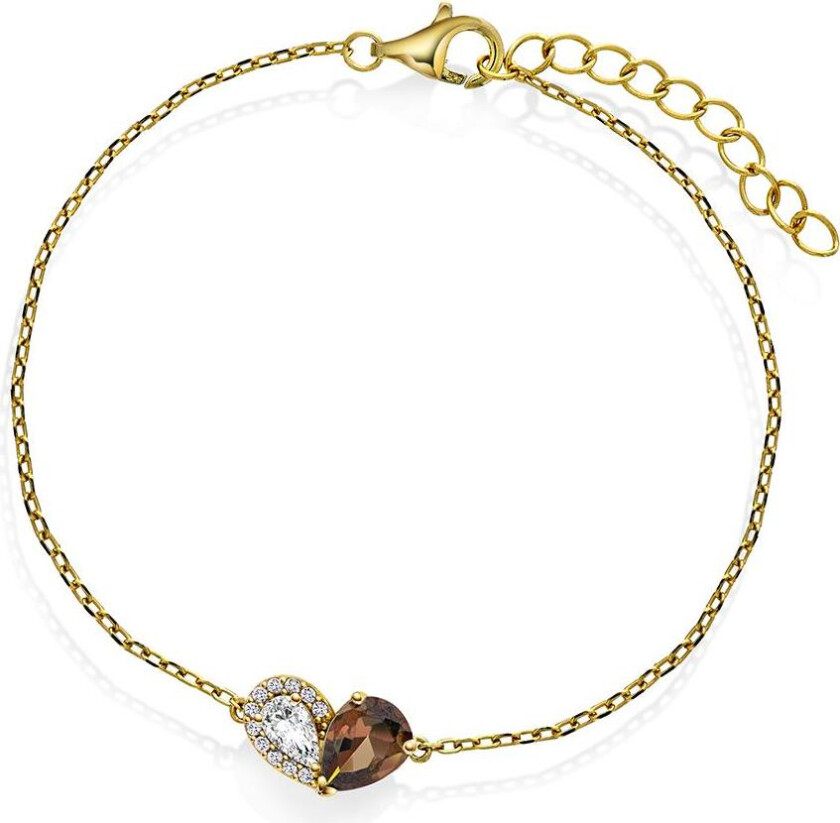 Armbånd i 925 forgylt sølv med brun zirkonia