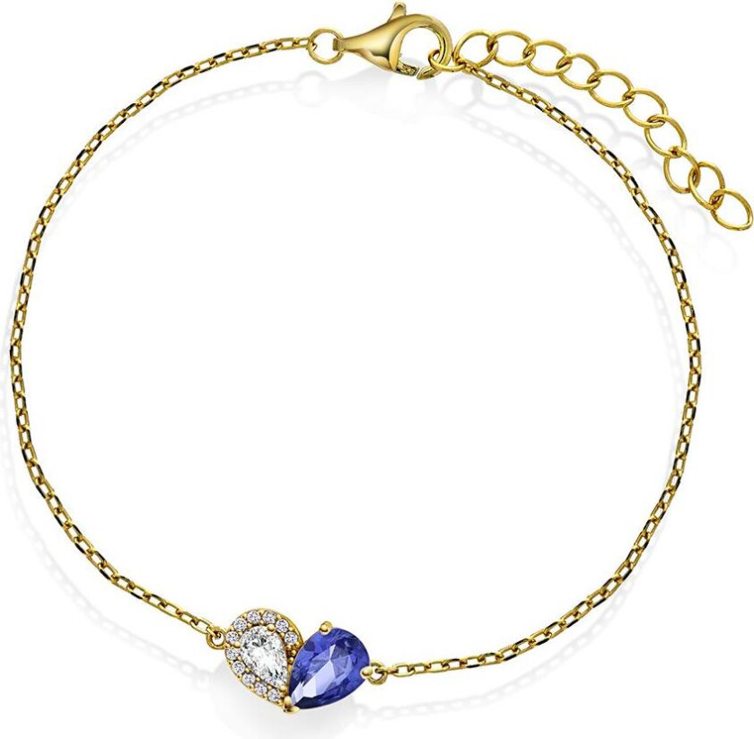 Armbånd i 925 forgylt sølv med blå zirkonia