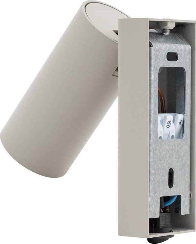 Veggspot FOURTY, lysegrå, høyde 17 cm, metall, GU10