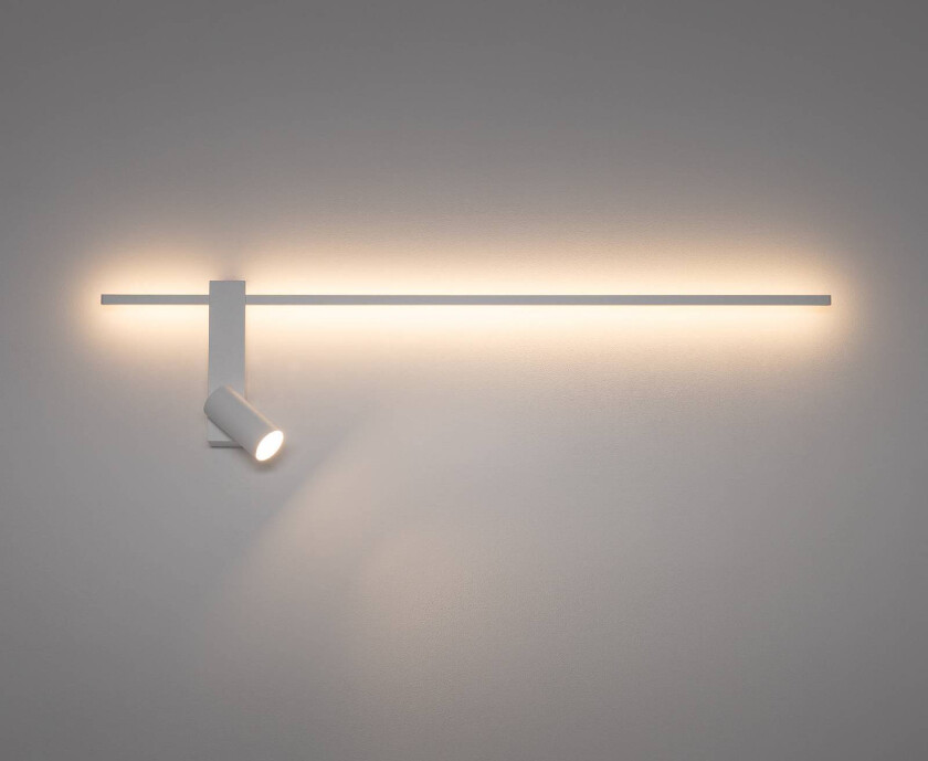 Vegglampe EASY LEFT, hvit, bredde 80 cm, metall, GU10 + LED