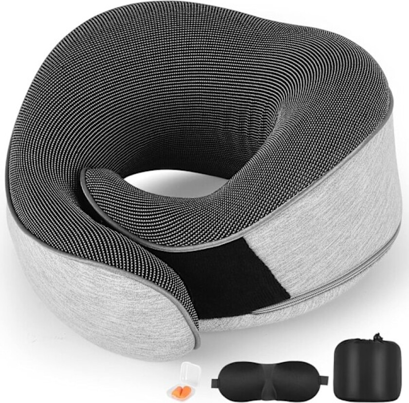 Reisepute, Memory Foam Nakkepute for Reise, Bærbar Flypute for Nakkestøtte, Reise Nakkepute for Fly Tog